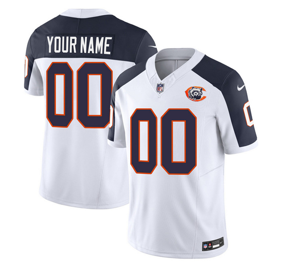 Men's Chicago Bears Active Player Custom 2023 F.U.S.E. White/Navy Throwback Limited Football Stitched Jersey